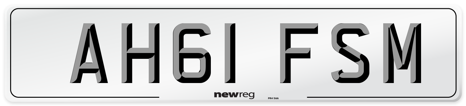 AH61 FSM Number Plate from New Reg